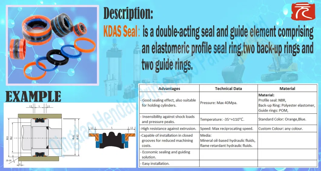 HP Seal Hydraulic Jack Piston Rod Oil Seal Ring Tpm Das Kdas MD-L Double-Acting Piston Seals